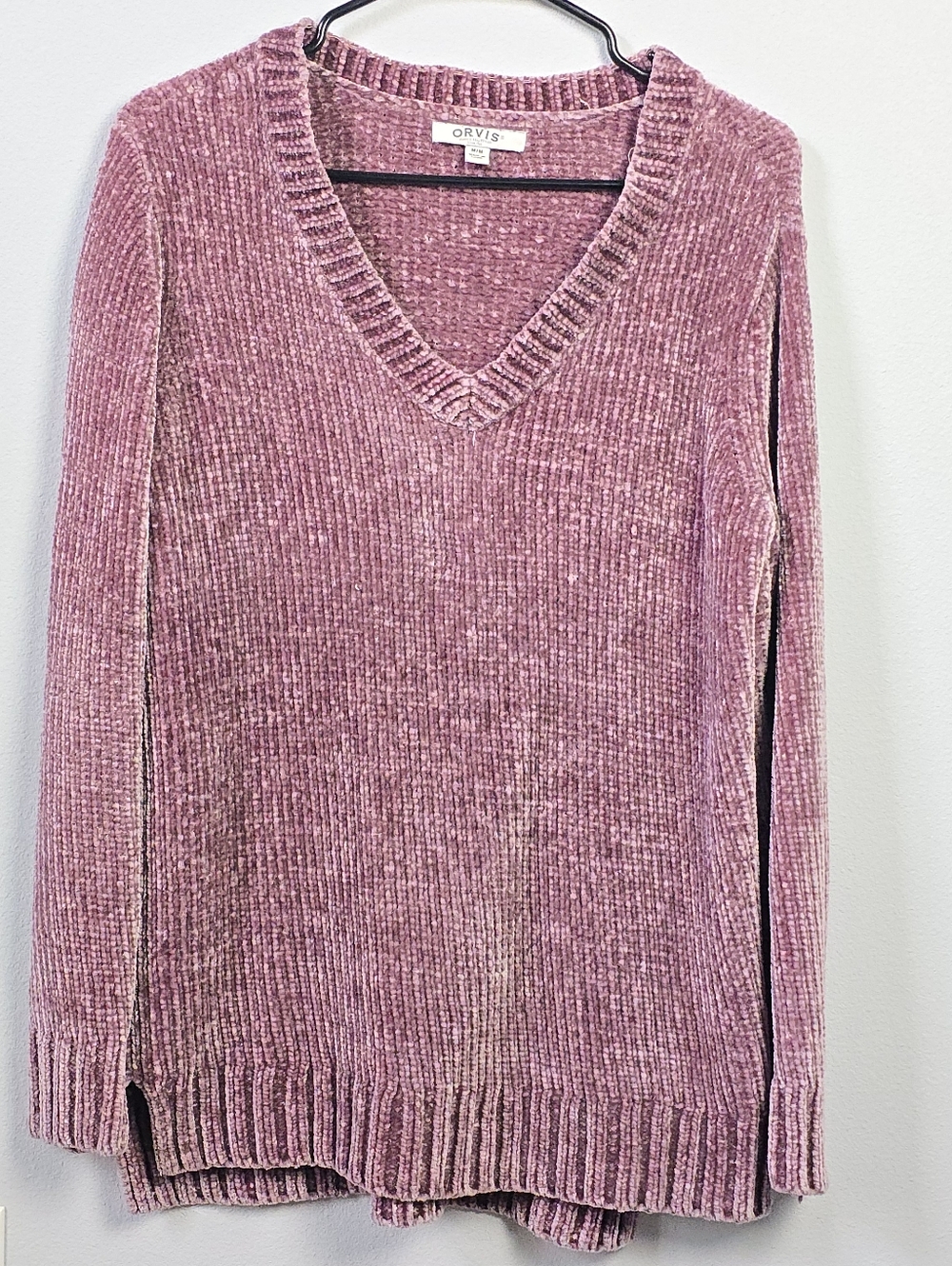 Orvis Women's V-Neck Chenille Sweater - Rose